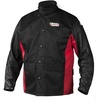 image:imageLincoln Electric Grain Leather Sleeved Welding Jacket  Premium Flame Resistant Cotton Body  Black amp Red  Large  K2987LXXLarge