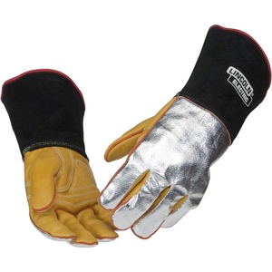 image:imageLincoln Electric Heat Resistant Welding Gloves Aluminized Reflective Hand  Large  K2982LBlack YellowLarge Pack of 1